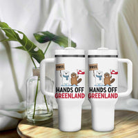 Funny Polar Bear Political Protest Tumbler With Handle Hands Off Greenland