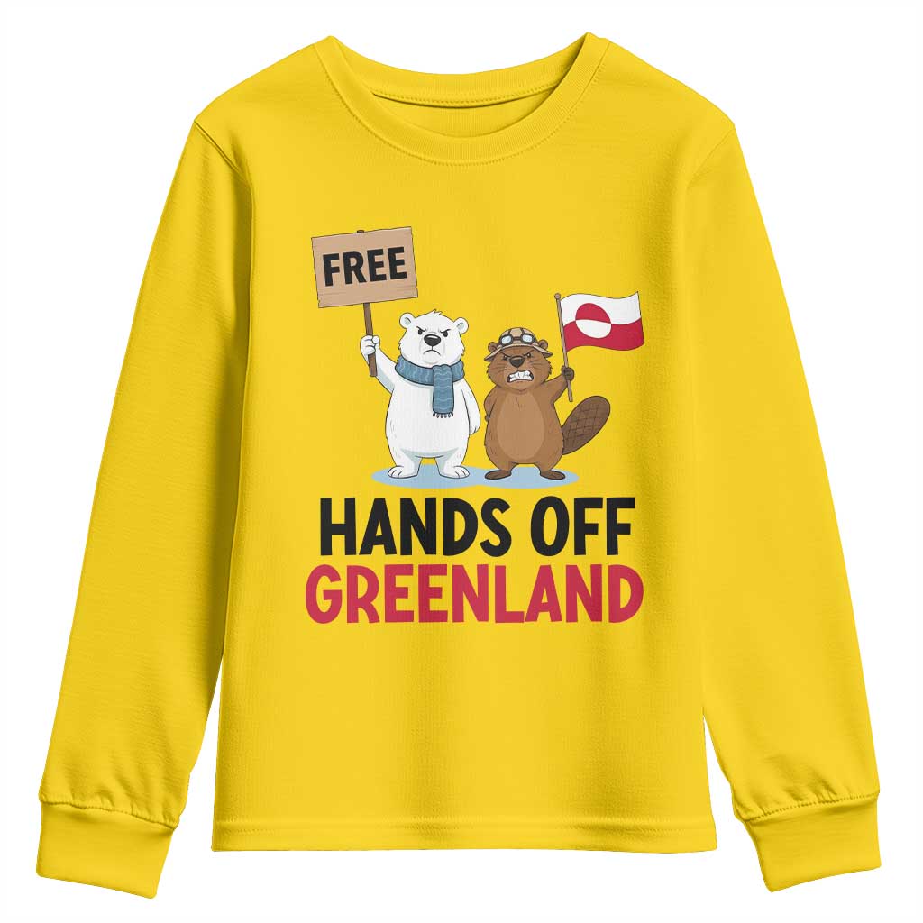 Funny Polar Bear Political Protest Youth Sweatshirt Hands Off Greenland