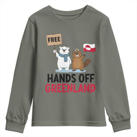 Funny Polar Bear Political Protest Youth Sweatshirt Hands Off Greenland