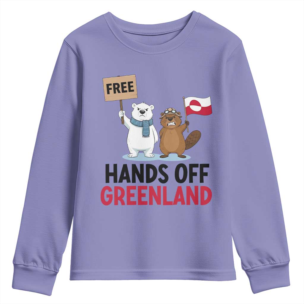 Funny Polar Bear Political Protest Youth Sweatshirt Hands Off Greenland