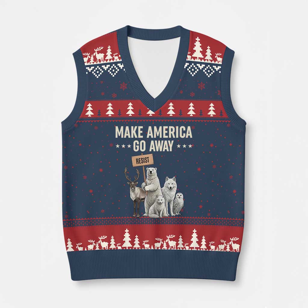 Make America Go Away V-Neck Knit Sweater Vest Greenland Support Gift