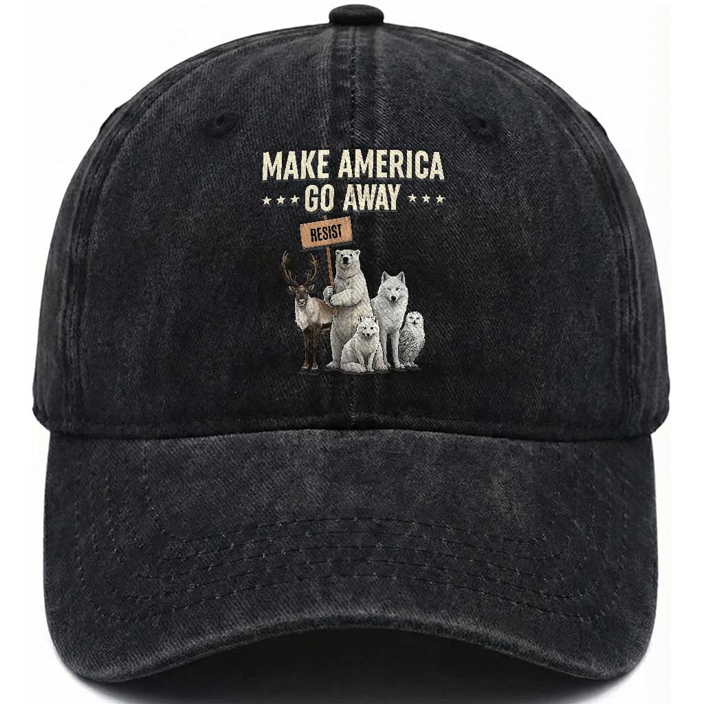 Make America Go Away Washed Cotton Baseball Cap Greenland Support Gift