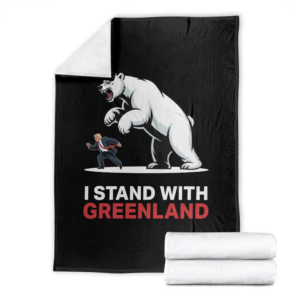 I Stand With Greenland Throw Blanket Anti Fascist Political Parody Gift