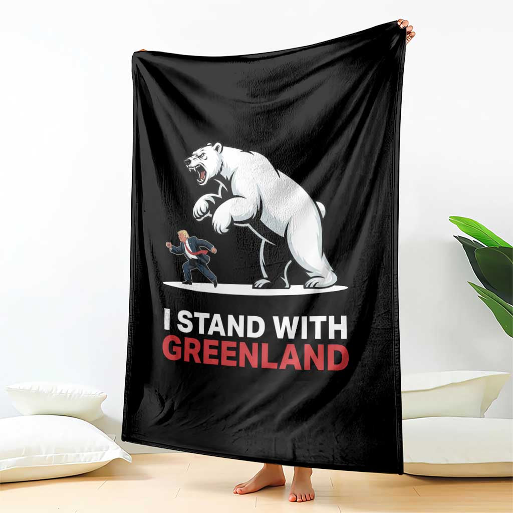 I Stand With Greenland Throw Blanket Anti Fascist Political Parody Gift