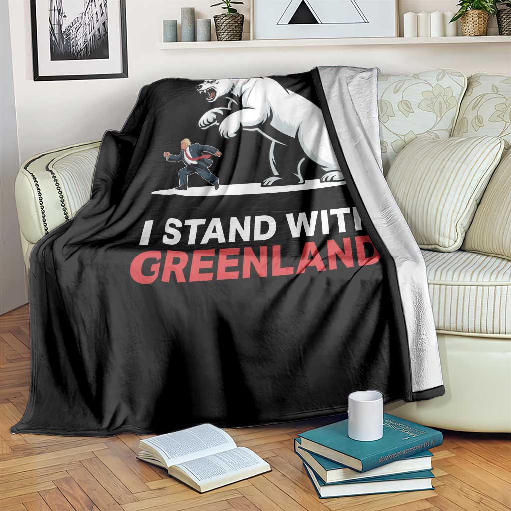 I Stand With Greenland Throw Blanket Anti Fascist Political Parody Gift