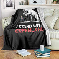 I Stand With Greenland Throw Blanket Anti Fascist Political Parody Gift