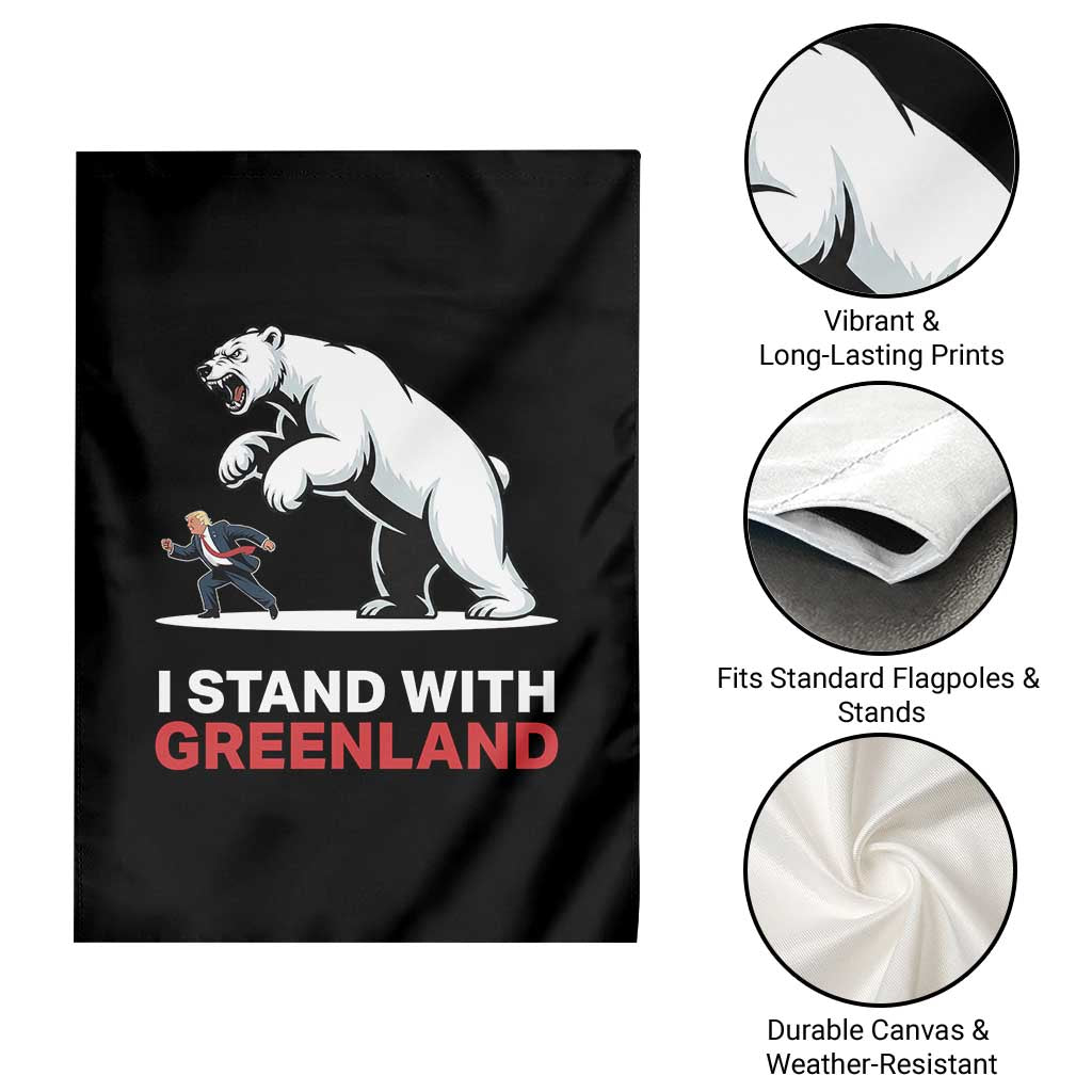 I Stand With Greenland Garden Flag Anti Fascist Political Parody Gift