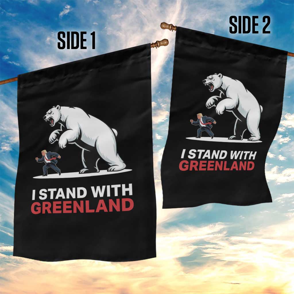 I Stand With Greenland Garden Flag Anti Fascist Political Parody Gift