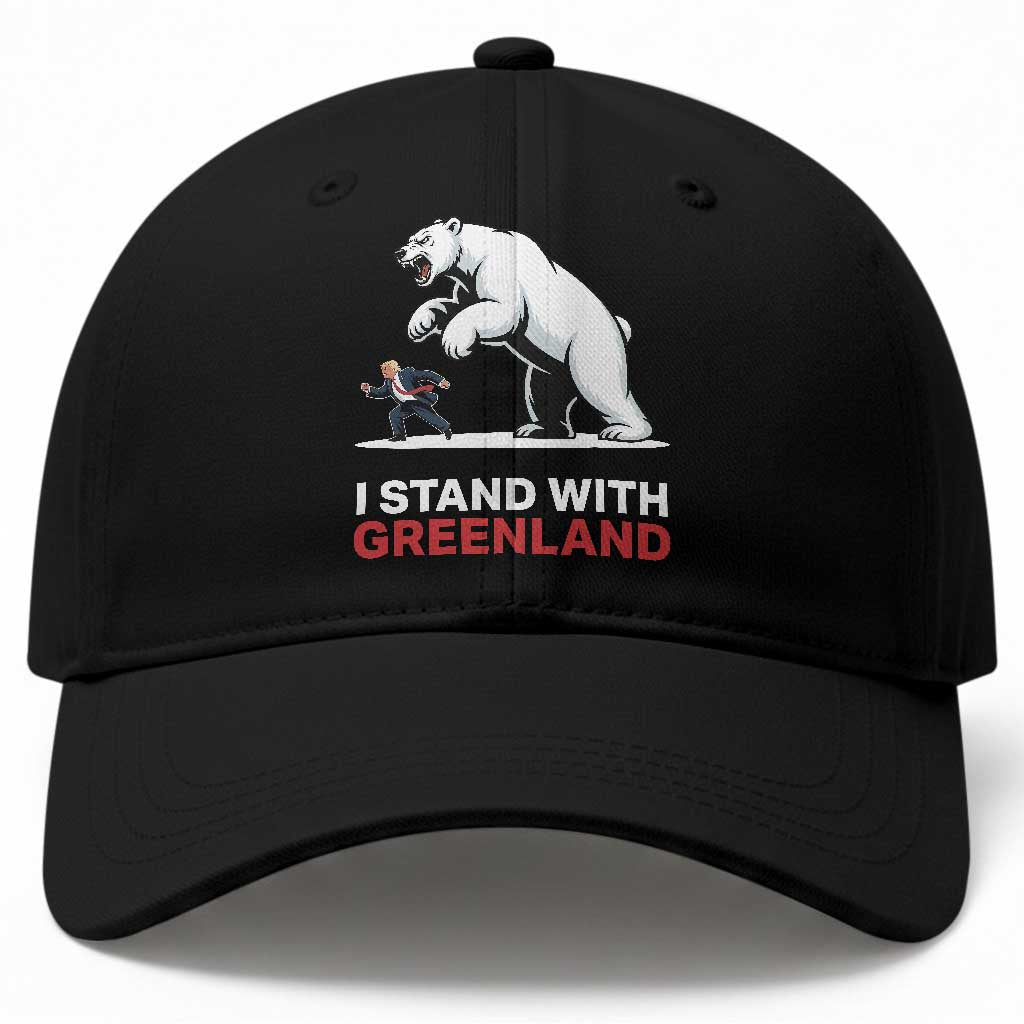 I Stand With Greenland Baseball Cap Anti Fascist Political Parody Gift