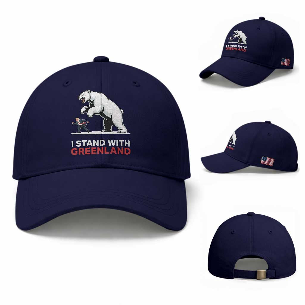 I Stand With Greenland Baseball Cap Anti Fascist Political Parody Gift