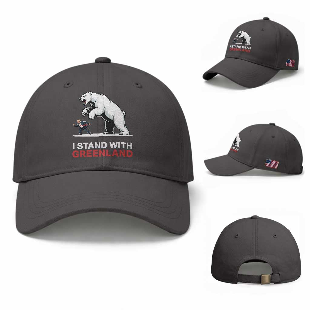I Stand With Greenland Baseball Cap Anti Fascist Political Parody Gift