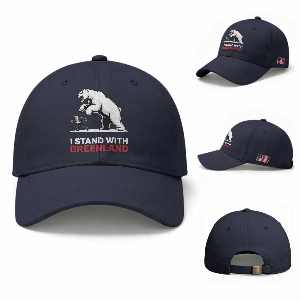 I Stand With Greenland Baseball Cap Anti Fascist Political Parody Gift