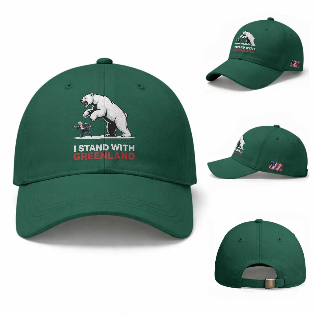 I Stand With Greenland Baseball Cap Anti Fascist Political Parody Gift