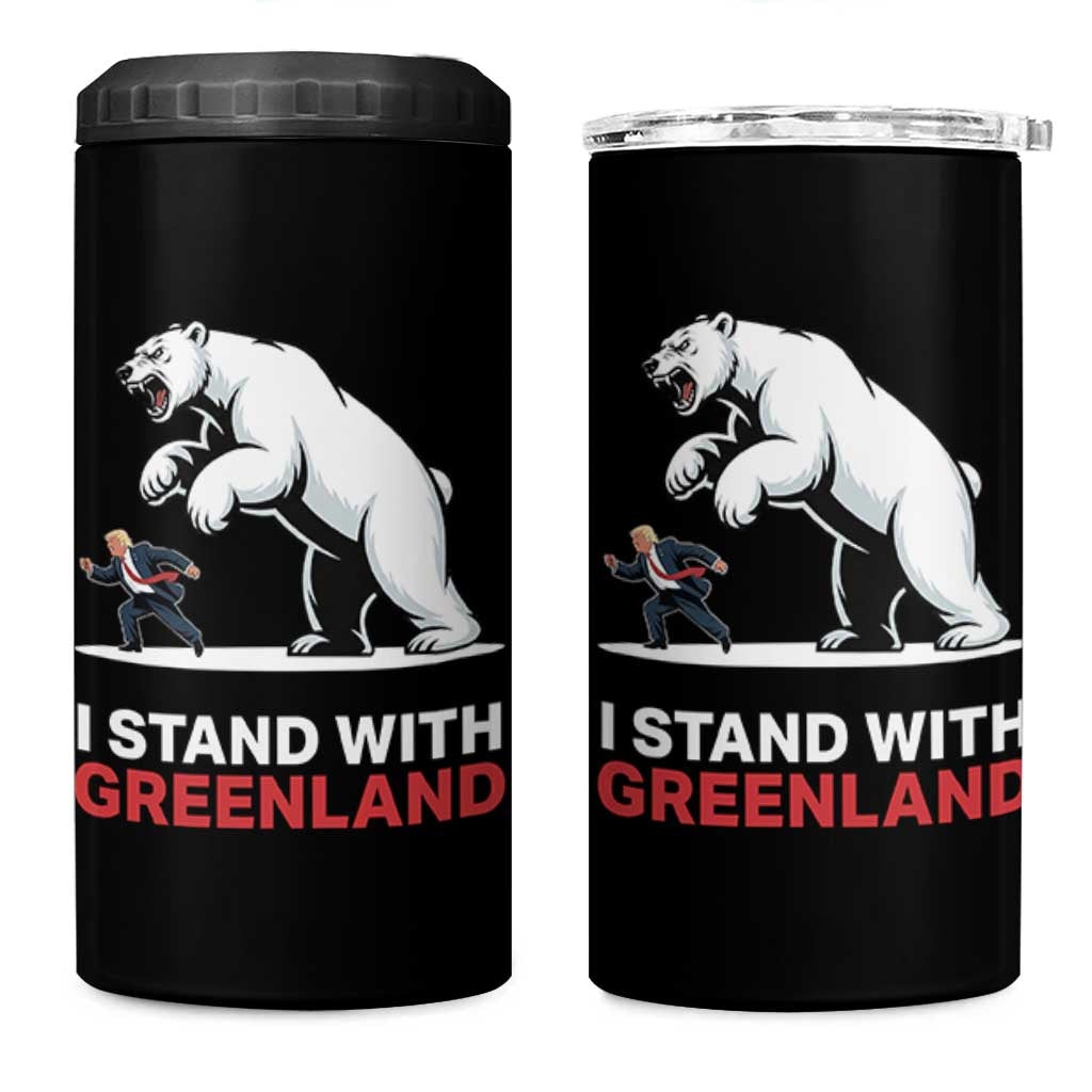 I Stand With Greenland 4 in 1 Can Cooler Tumbler Anti Fascist Political Parody Gift