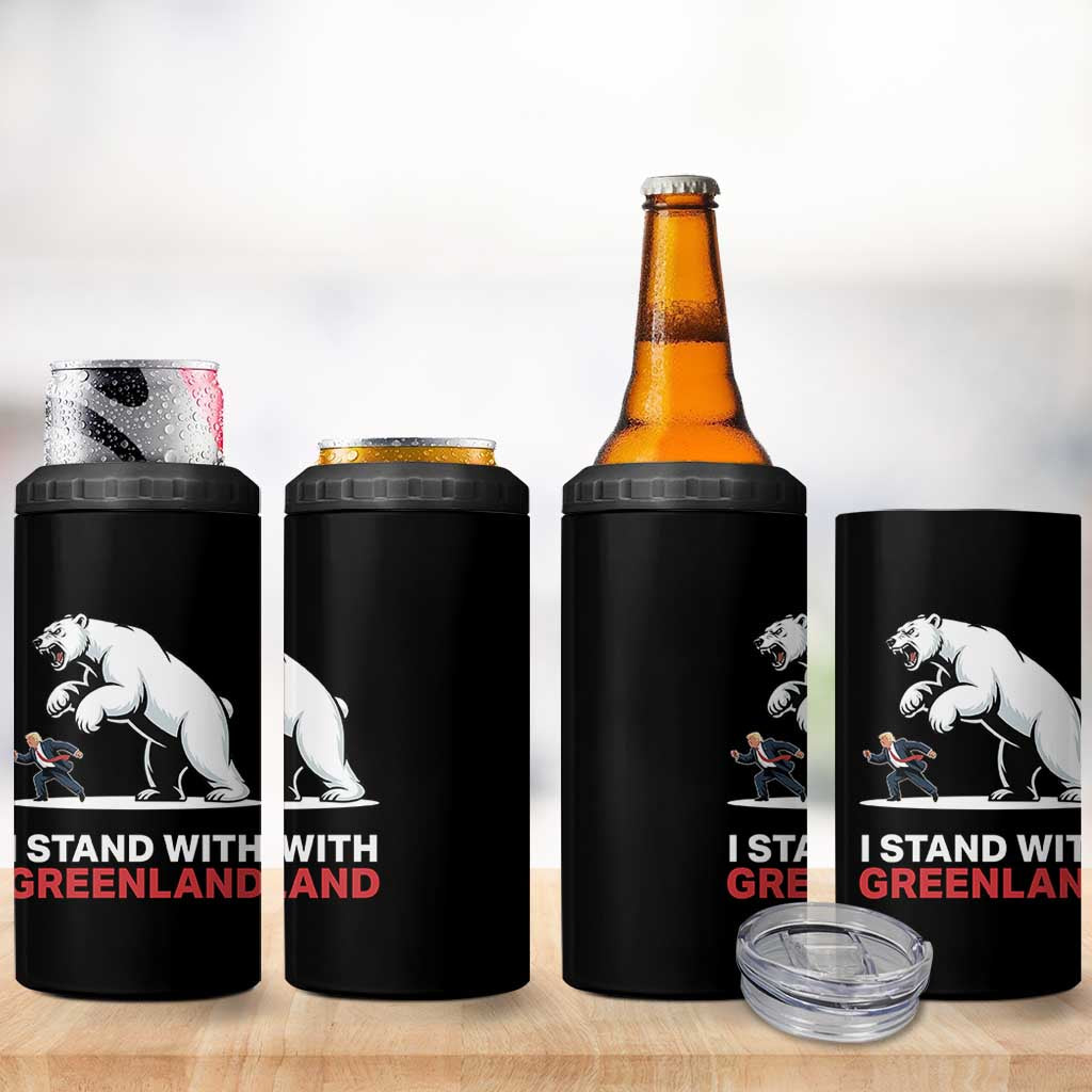 I Stand With Greenland 4 in 1 Can Cooler Tumbler Anti Fascist Political Parody Gift