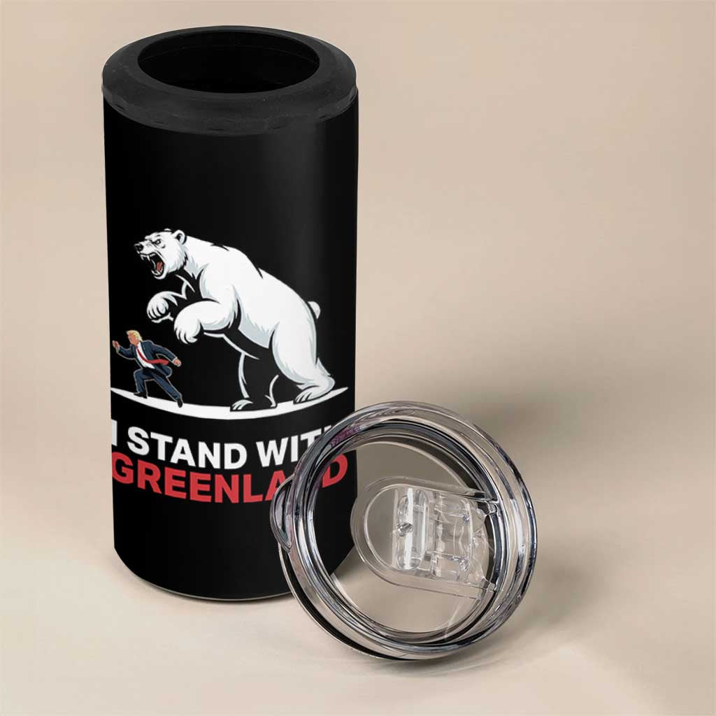 I Stand With Greenland 4 in 1 Can Cooler Tumbler Anti Fascist Political Parody Gift