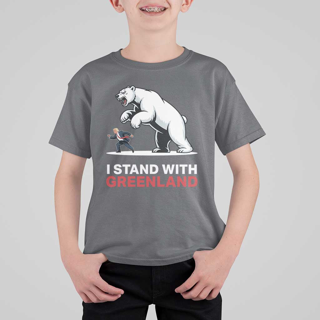 I Stand With Greenland T Shirt For Kid Anti Fascist Political Parody Gift