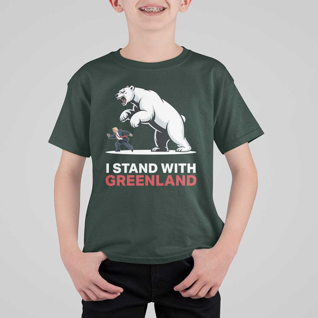 I Stand With Greenland T Shirt For Kid Anti Fascist Political Parody Gift
