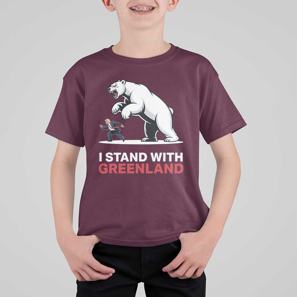 I Stand With Greenland T Shirt For Kid Anti Fascist Political Parody Gift