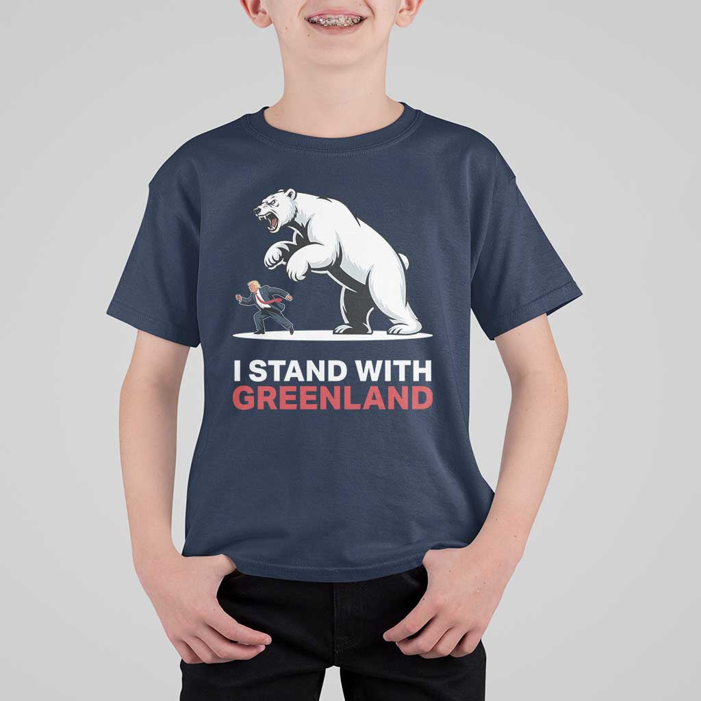 I Stand With Greenland T Shirt For Kid Anti Fascist Political Parody Gift