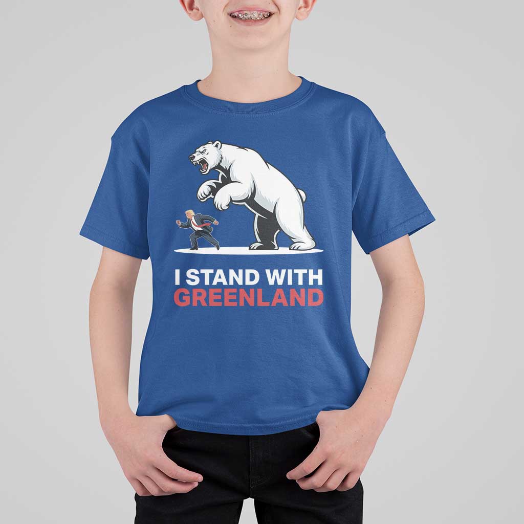 I Stand With Greenland T Shirt For Kid Anti Fascist Political Parody Gift