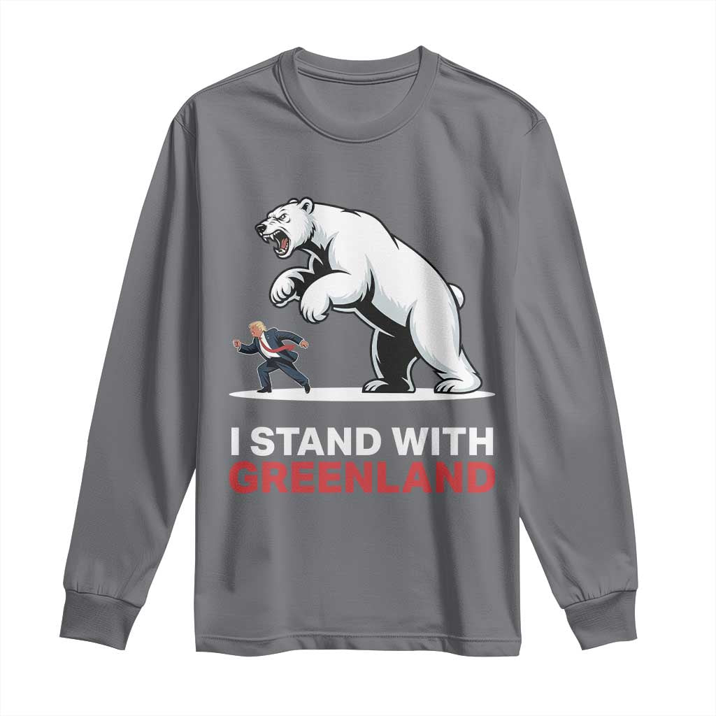 I Stand With Greenland Long Sleeve Shirt Anti Fascist Political Parody Gift