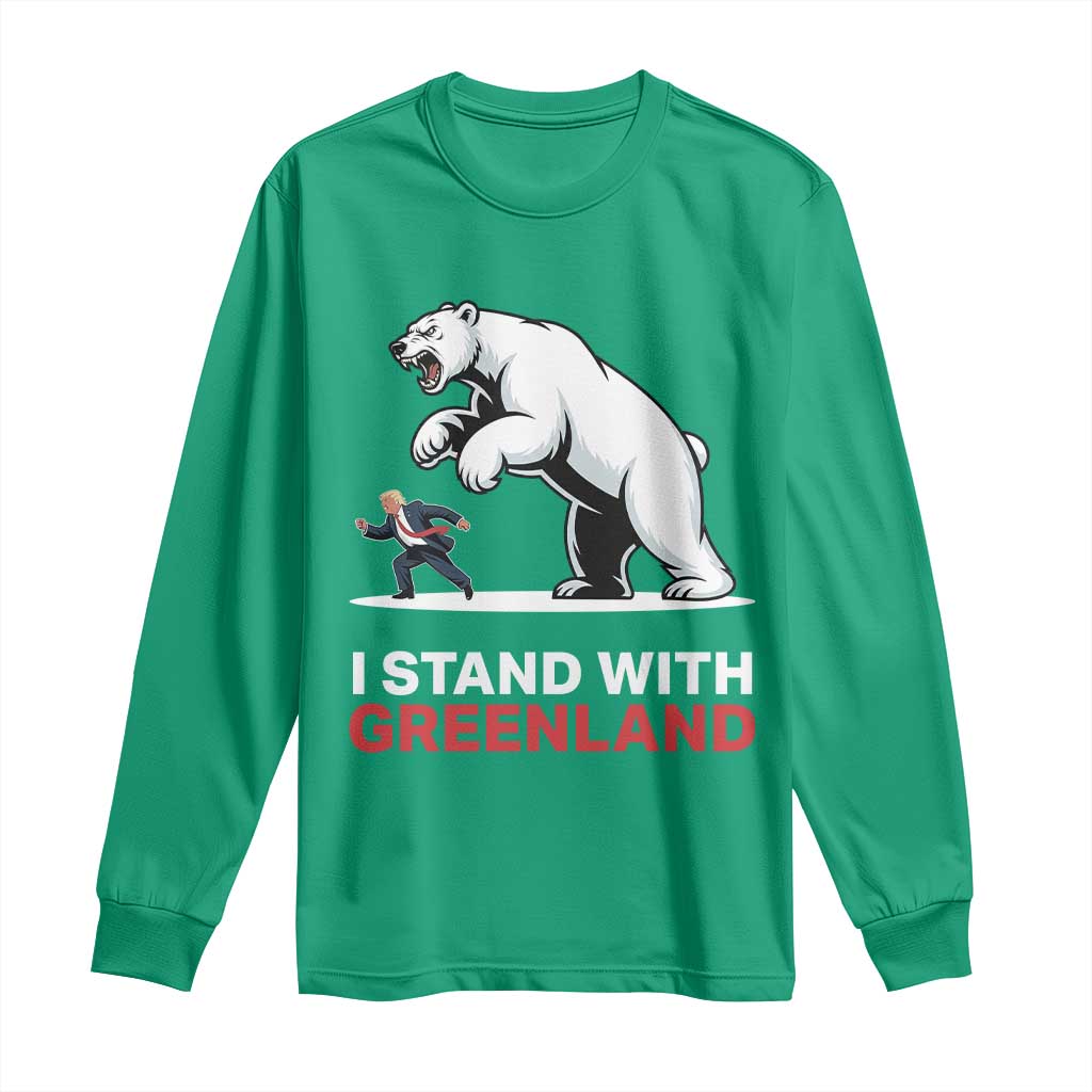 I Stand With Greenland Long Sleeve Shirt Anti Fascist Political Parody Gift