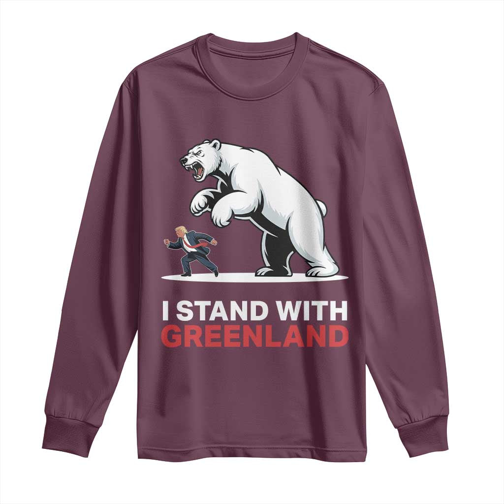 I Stand With Greenland Long Sleeve Shirt Anti Fascist Political Parody Gift