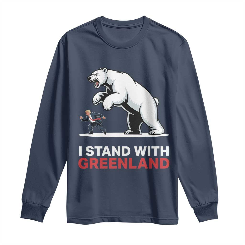 I Stand With Greenland Long Sleeve Shirt Anti Fascist Political Parody Gift