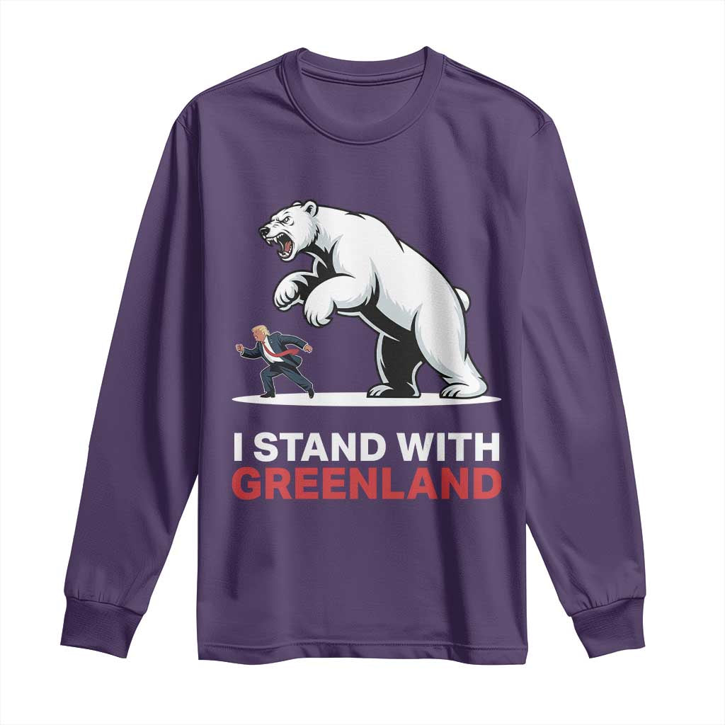 I Stand With Greenland Long Sleeve Shirt Anti Fascist Political Parody Gift