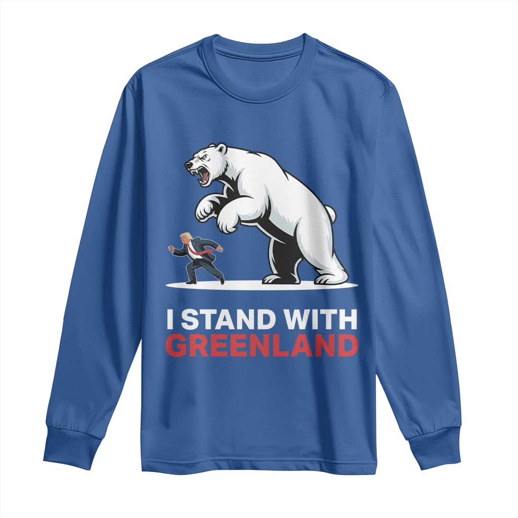 I Stand With Greenland Long Sleeve Shirt Anti Fascist Political Parody Gift