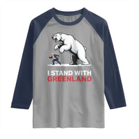 I Stand With Greenland Raglan Shirt Anti Fascist Political Parody Gift