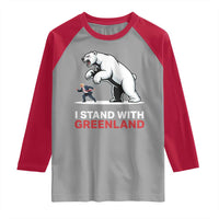 I Stand With Greenland Raglan Shirt Anti Fascist Political Parody Gift