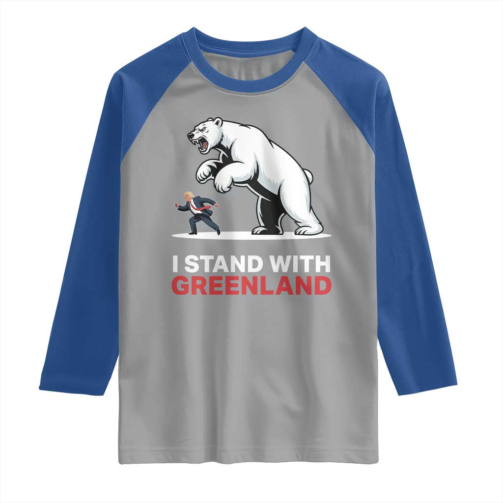 I Stand With Greenland Raglan Shirt Anti Fascist Political Parody Gift