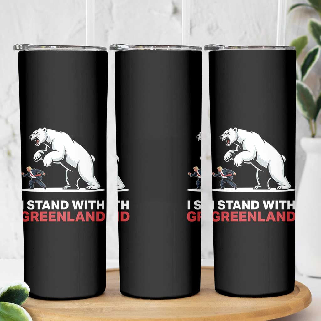 I Stand With Greenland Skinny Tumbler Anti Fascist Political Parody Gift