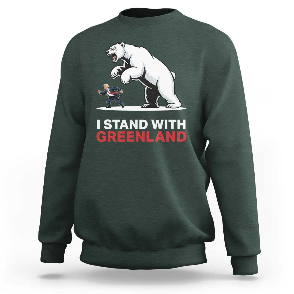 I Stand With Greenland Sweatshirt Anti Fascist Political Parody Gift