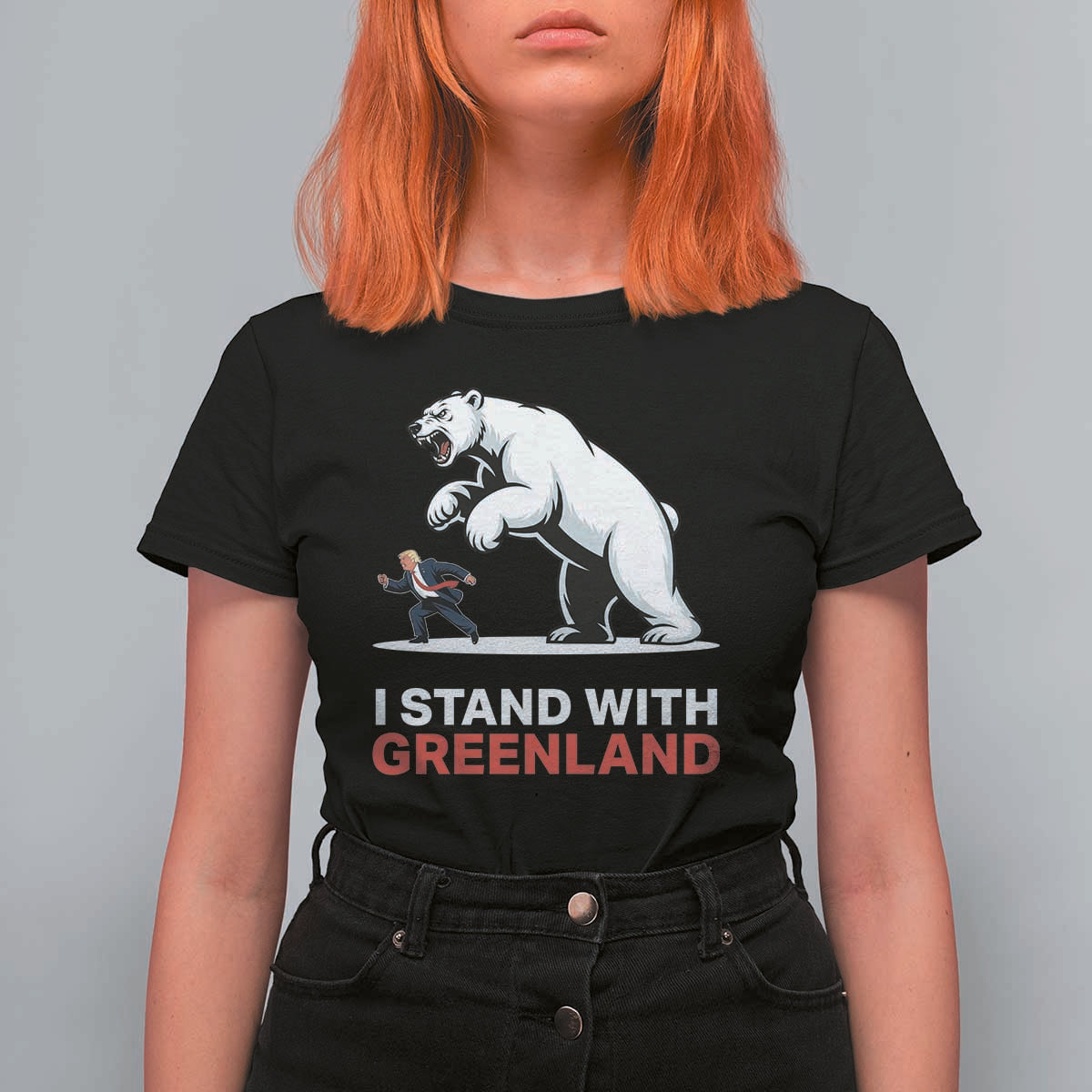 I Stand With Greenland T Shirt For Women Anti Fascist Political Parody Gift