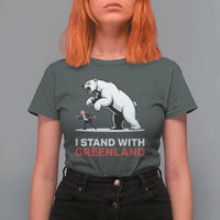 I Stand With Greenland T Shirt For Women Anti Fascist Political Parody Gift