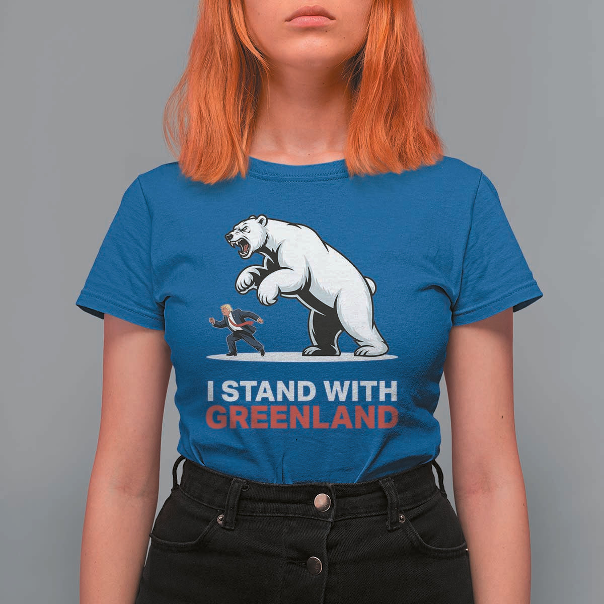 I Stand With Greenland T Shirt For Women Anti Fascist Political Parody Gift