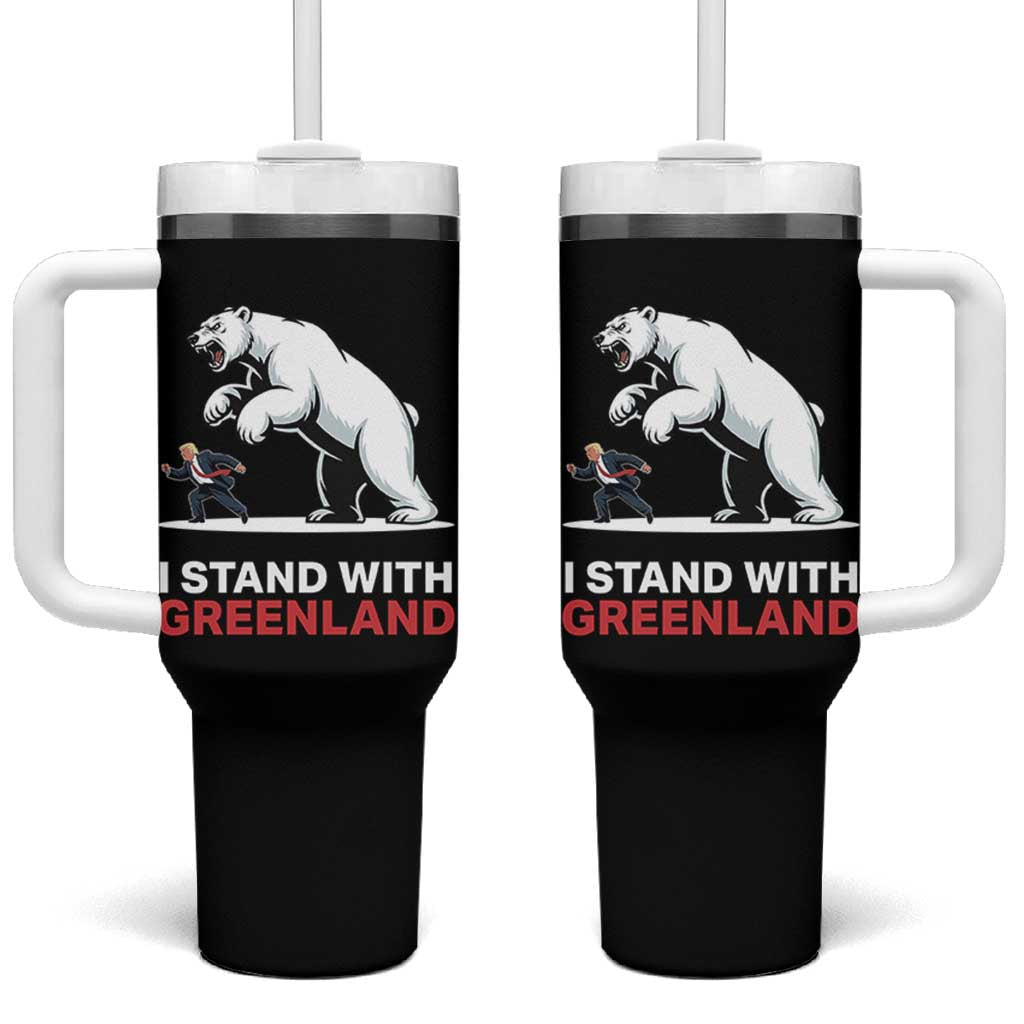 I Stand With Greenland Tumbler With Handle Anti Fascist Political Parody Gift