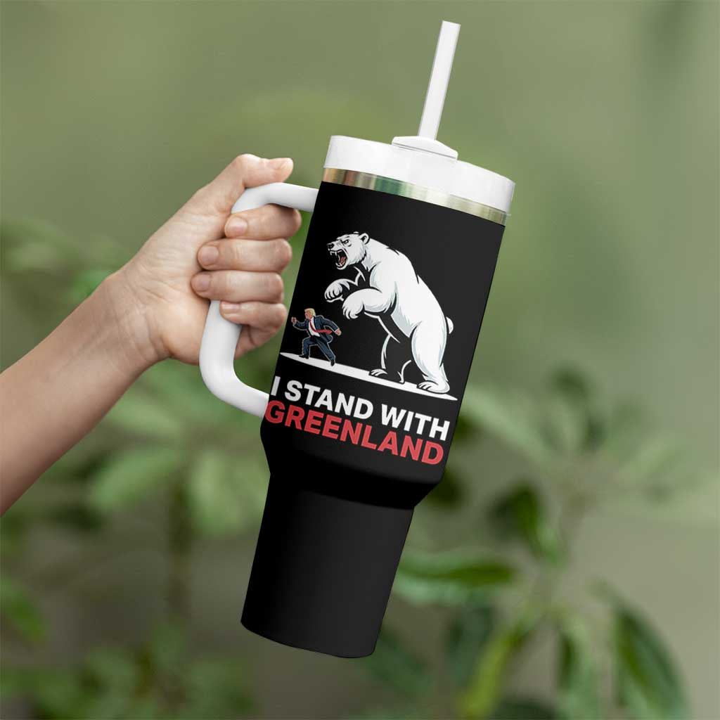 I Stand With Greenland Tumbler With Handle Anti Fascist Political Parody Gift