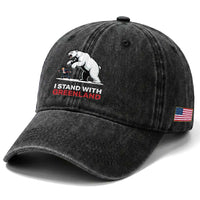 I Stand With Greenland Washed Cotton Baseball Cap Anti Fascist Political Parody Gift