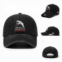 I Stand With Greenland Washed Cotton Baseball Cap Anti Fascist Political Parody Gift