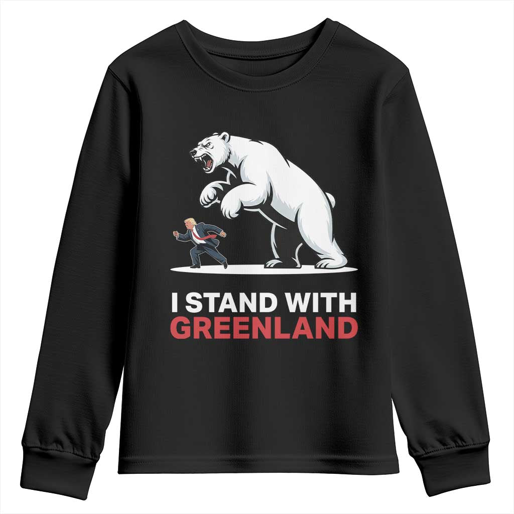 I Stand With Greenland Youth Sweatshirt Anti Fascist Political Parody Gift
