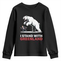 I Stand With Greenland Youth Sweatshirt Anti Fascist Political Parody Gift