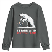 I Stand With Greenland Youth Sweatshirt Anti Fascist Political Parody Gift
