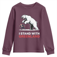 I Stand With Greenland Youth Sweatshirt Anti Fascist Political Parody Gift