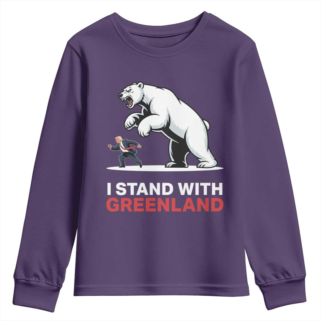 I Stand With Greenland Youth Sweatshirt Anti Fascist Political Parody Gift
