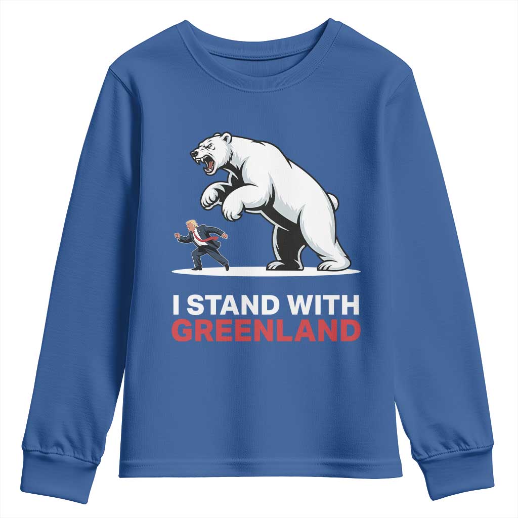 I Stand With Greenland Youth Sweatshirt Anti Fascist Political Parody Gift