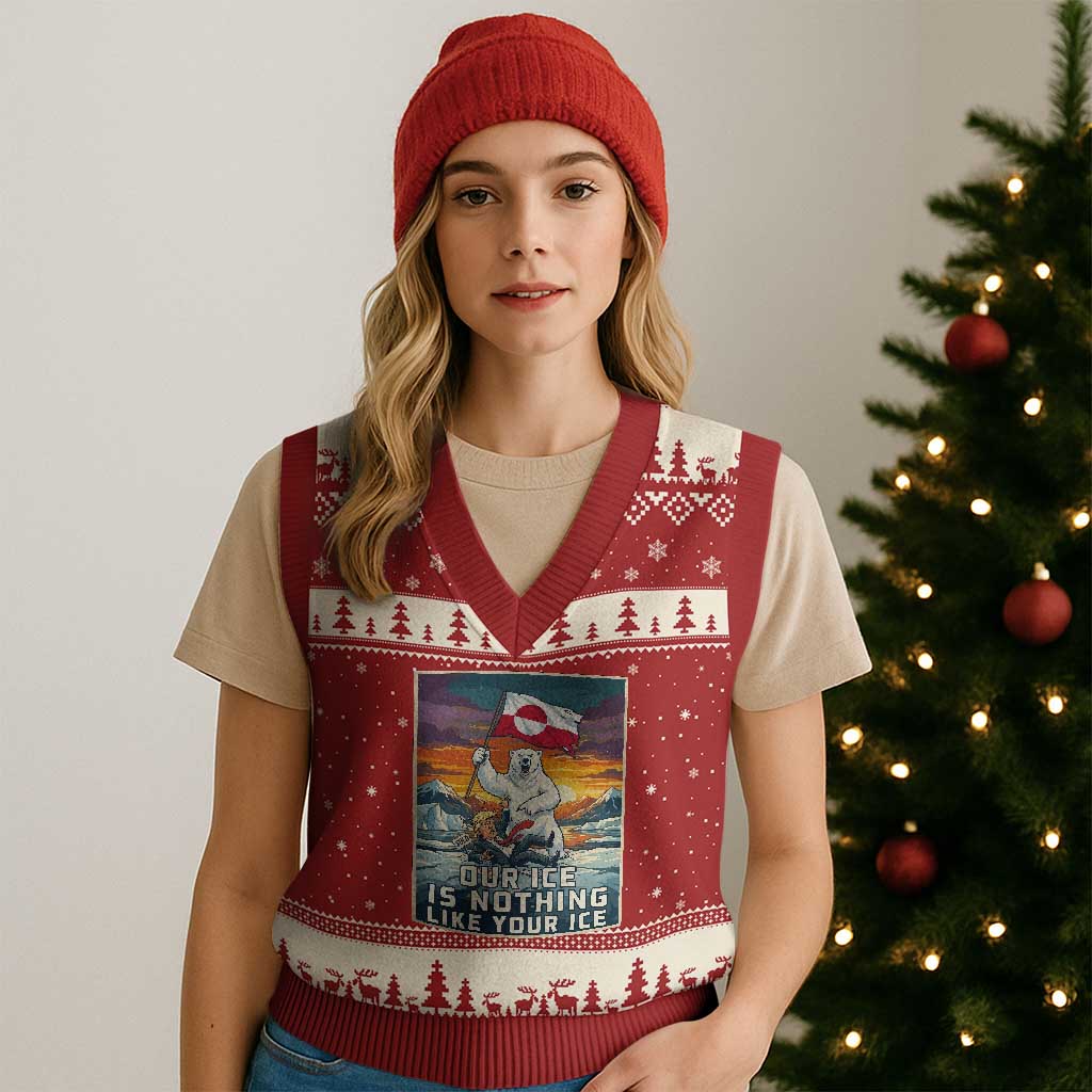 Funny Our Ice Is Nothing Like Your Ice V-Neck Knit Sweater Vest Greenland Support Gift